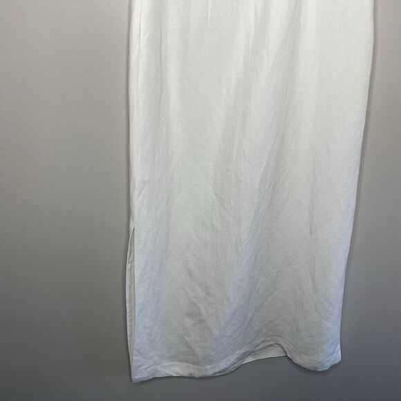 MADEWELL Midi Dress Women 00 One-Shoulder Sleeveless NEW Ivory Linen Blend NQ624 - Picture 9 of 13